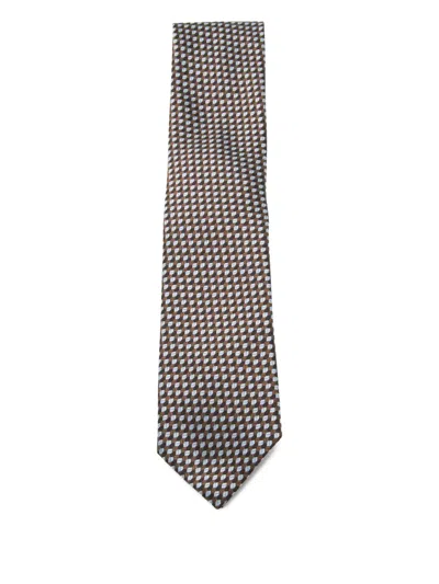 Zegna Geometric-pattern Tie In Black