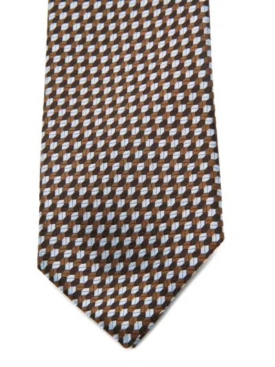 Zegna Geometric-pattern Tie In Black