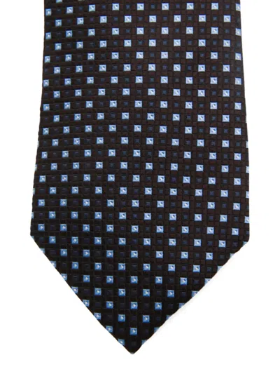 Zegna Geometric Pattern Tie Pointed Tip In Blue