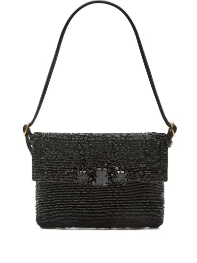 珠饰翻盖单肩包