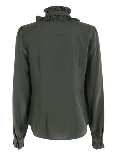 Ulla Johnson Catroux Silk Long Sleeve Button Front Blouse In Green
