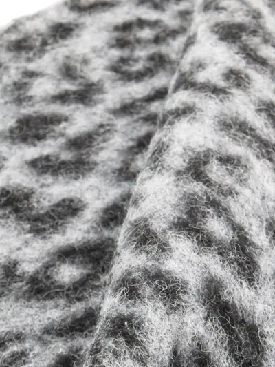 Anine Bing Leopard Print Scarf In Gray