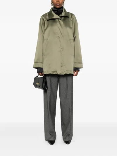 Covert Drawstring-hem Jacket In Green