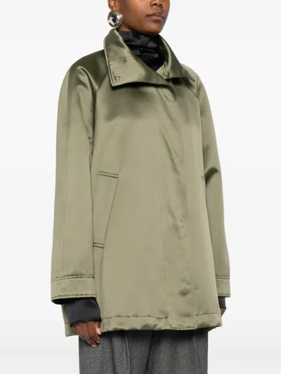 Covert Drawstring-hem Jacket In Green