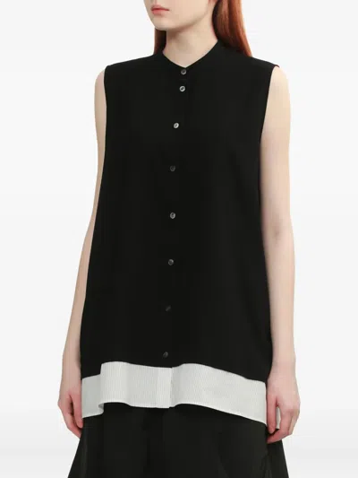 Enföld Sleeveless Front-button Shirt In Black
