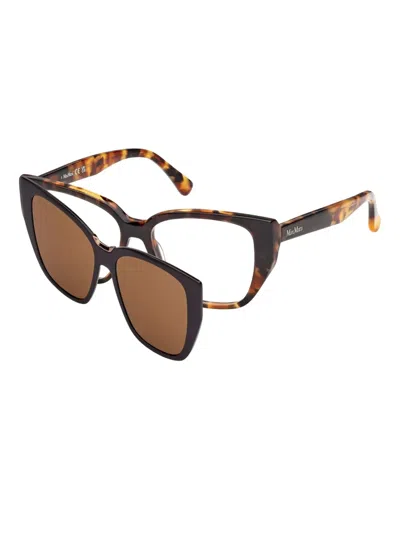 Max Mara Tortoiseshell Clip-on Glasses In Brown