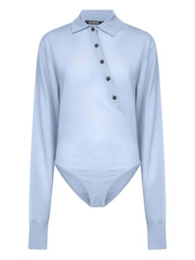 Jacquemus Polo-neck Bodysuit In Blue