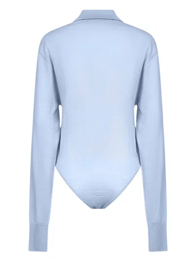 Jacquemus Polo-neck Bodysuit In Blue