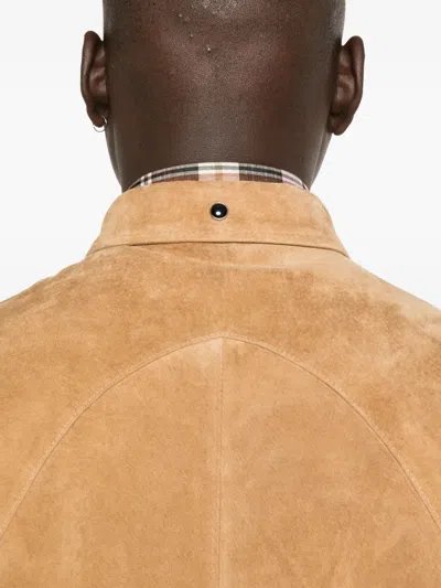 Carter Young Western-style Suede Shirt In Neutral