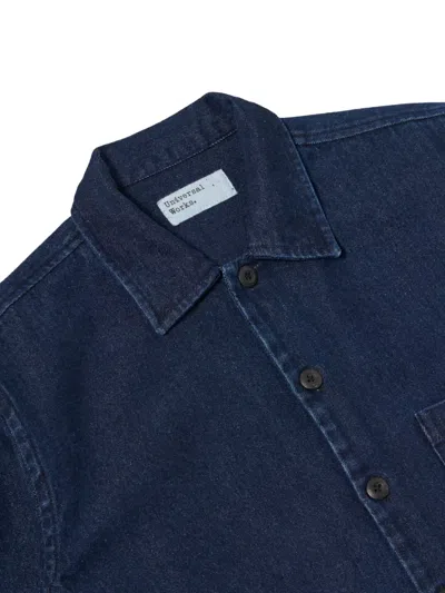 Universal Works Fatigue Denim Shirt In Blue
