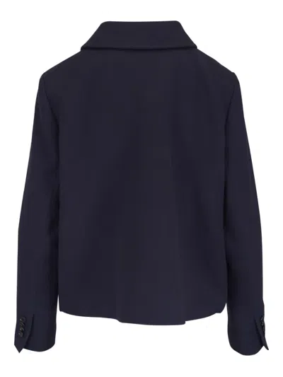 Kiton Double-breasted Cropped Jacket In Blue