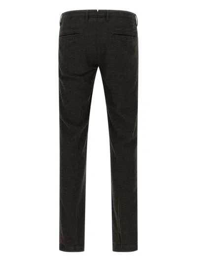 Incotex Vichy Patterned Wool Pants In Brown