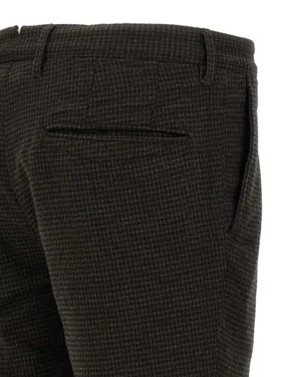 Incotex Vichy Patterned Wool Pants In Brown