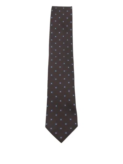 Zegna Square-pattern Tie In Brown