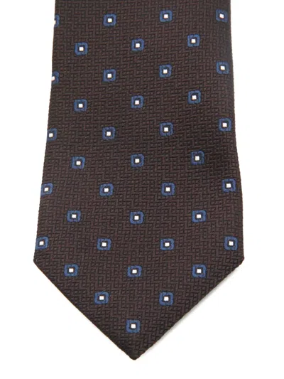 Zegna Square-pattern Tie In Brown