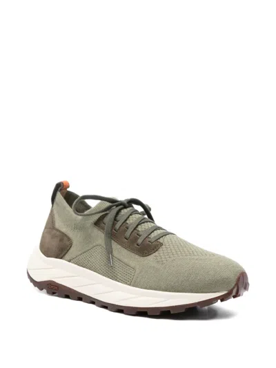 Henderson Baracco Knitted Panelled Sneakers In Green