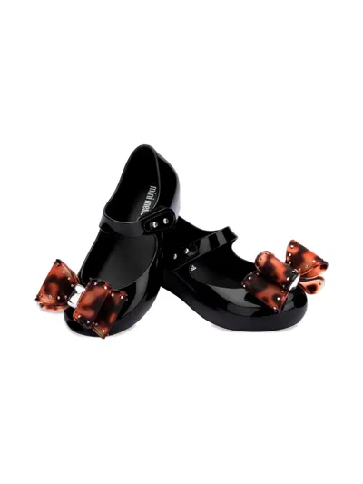 Mini Melissa Ultragirl Classic Bow Ballerinas In Black