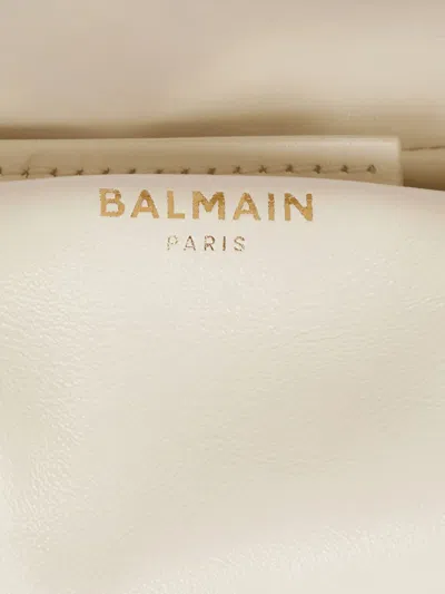 Balmain Sync Chain Mini Top-handle Bag In Calfskin Leather In White