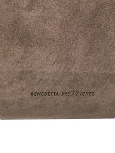 Benedetta Bruzziches Structured Calfskin Handbag With Metallic Clasp In Brown