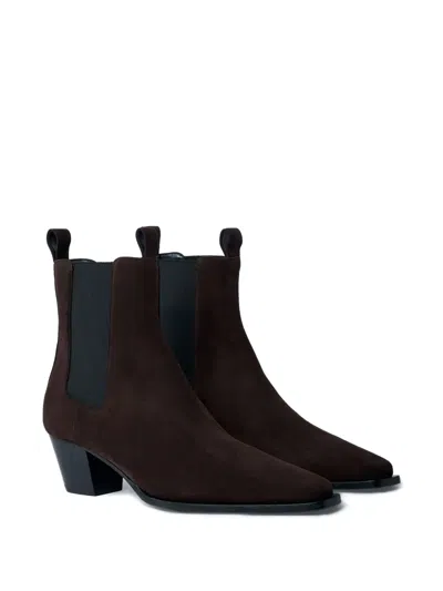 Totême Toteme 80mm Suede Boots With Pointed Toe In Brown