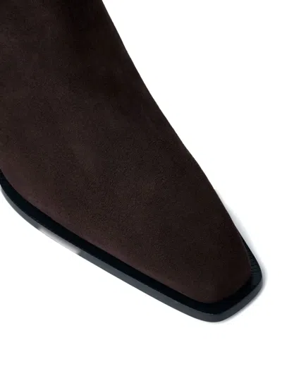 Totême Toteme 80mm Suede Boots With Pointed Toe In Brown