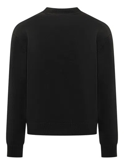 Casablanca Character Intarsia Wool Crewneck Sweater In Black