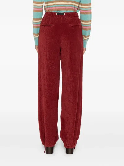 White Sand Drawstring-waist Corduroy Pants In Red