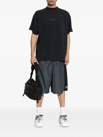 Balenciaga Black Washed Loop Sports Icon Oversize T-shirt In Black