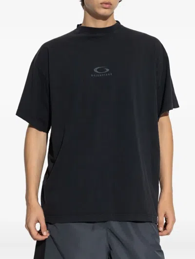 Balenciaga Black Washed Loop Sports Icon Oversize T-shirt In Black