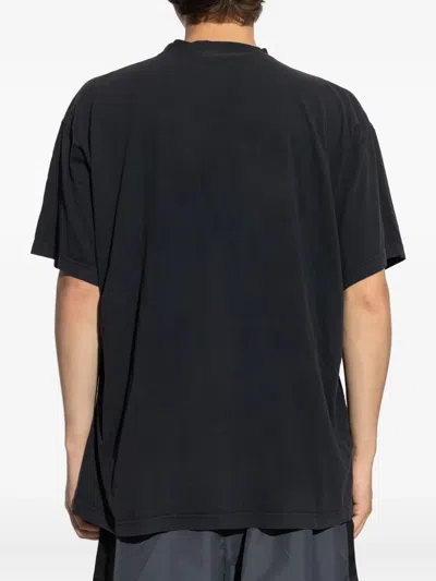 Balenciaga Black Washed Loop Sports Icon Oversize T-shirt In Black
