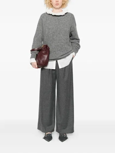 Susanne Bommer Cotton Blend Trousers In Gray