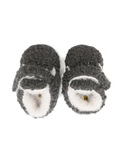 Douuod Wool Cross-strap Pre-walkers In Gray