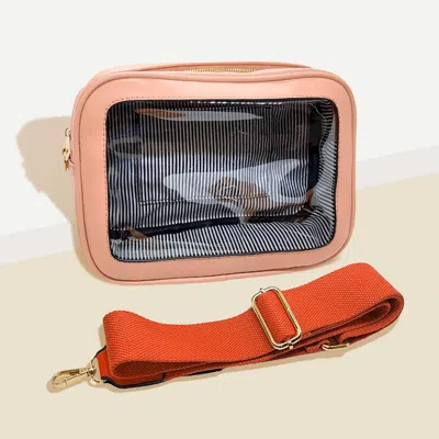 Fashnzfab Transparent Front Pointed Solid Faux Leather Crossbody Bag In Pink