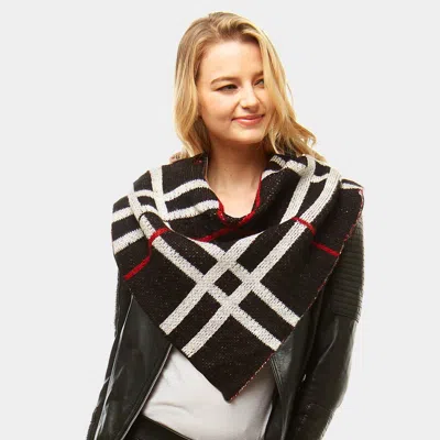 Truedames Plaid Pattern Tube Scarf In Black