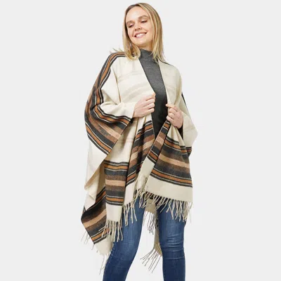 Truedames Aztec Patterned Cape Poncho In Brown