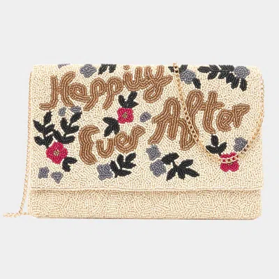 Fashnzfab Happily Ever After Message Seed Beaded Flower Leaf Clutch / Crossbody Bag In Multi