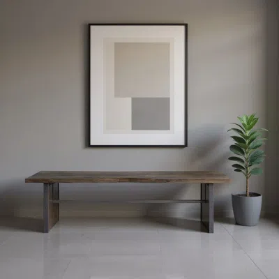 Hivvago Rectangular Indian Mango Woodbrown Tone Finish W Metal Cladding On The Base Dining Bench In Brown