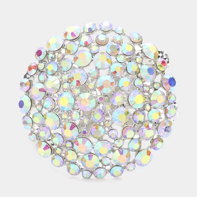 Fashnzfab Bubble Stone Cluster Round Hinged Bracelet Ab, Rhodium In Multi