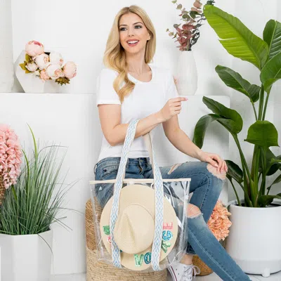 Fashnzfab Hat Carrying Transparent Aztec Pattern Strap Tote Bag In Blue