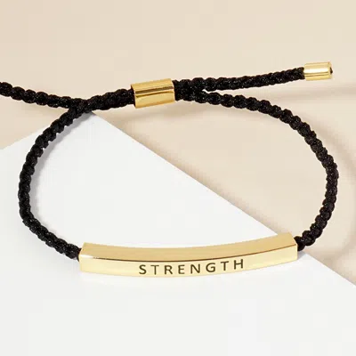 Fashnzfab Gold Dipped Strength Message Bar Pointed Rope Adjustable Cinch Pull Tie Bracelet Gold In Gold