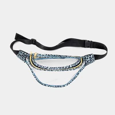 Fashnzfab Clear Leopard Trim Fanny Pack In Green