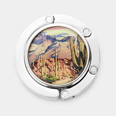 Fashnzfab Cactus Print Folding Table Purse Bag Hook Hanger In Multi