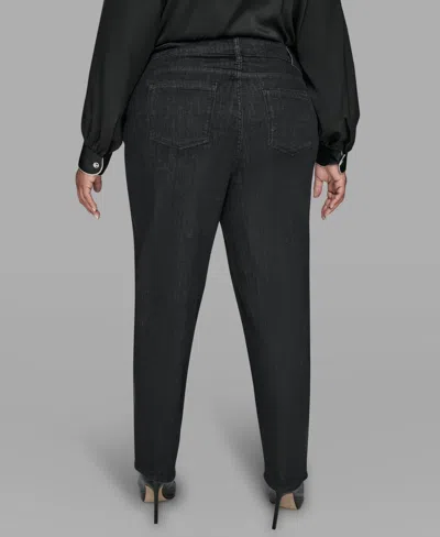Karl Lagerfeld Karl Lagerfield Paris Plus Size Rhinestone Trim High Rise Denim Pants In Black