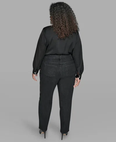 Karl Lagerfeld Karl Lagerfield Paris Plus Size Rhinestone Trim High Rise Denim Pants In Black