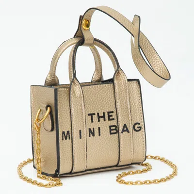 Fashnzfab The Mini Bag Message Pointed Faux Leather Bag Charm / Mini Bag / Crossbody Bag In Gold