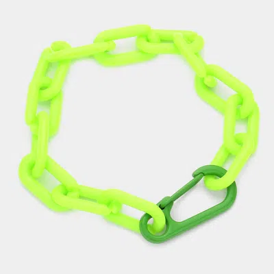 Fashnzfab Resin Open Oval Link Bracelet Lime In Green