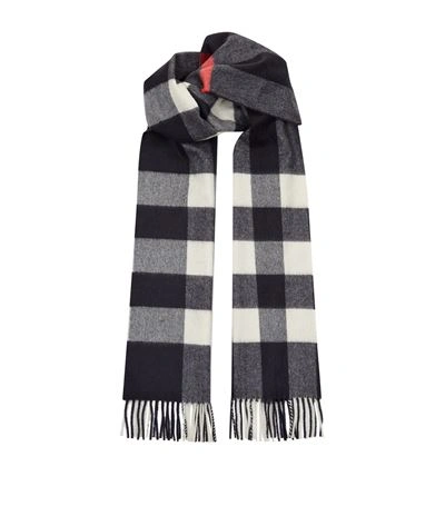 Burberry Mega Check Cashmere Scarf In Navy