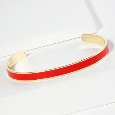 Fashnzfab Gold Dipped Solid Gameday Color Enamel Cuff Bracelet Gold, Red In Red