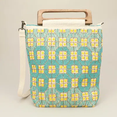 Fashnzfab Handcrafted Beaded Boho Wood Handle Tote / Crossbody Bag In Multi