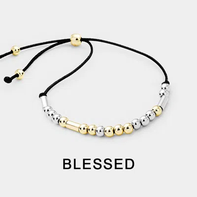 Fashnzfab Blessed Morse Code Message Adjustable Cinch Pull Tie Bracelet Black, Two Tone In Multi